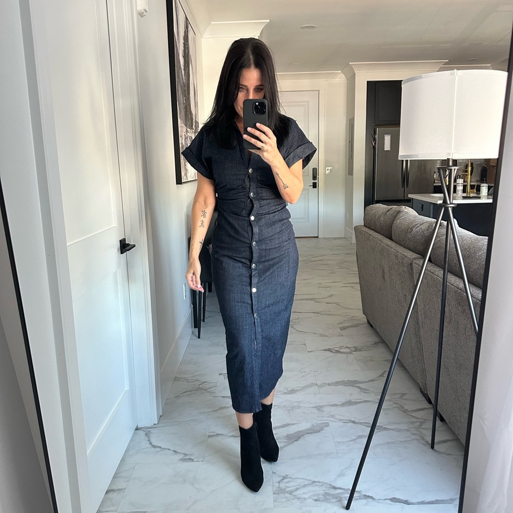 Zara Dark Blue Button-Down Dress